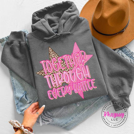 Together Through Every Battle Hoodie, Cancer Support Squad Leopard Star