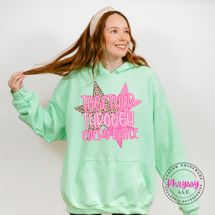 Together Through Every Battle Hoodie, Cancer Support Squad Leopard Star