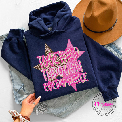 Together Through Every Battle Hoodie, Cancer Support Squad Leopard Star