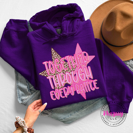 Together Through Every Battle Hoodie, Cancer Support Squad Leopard Star