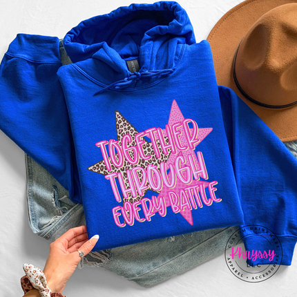 Together Through Every Battle Hoodie, Cancer Support Squad Leopard Star
