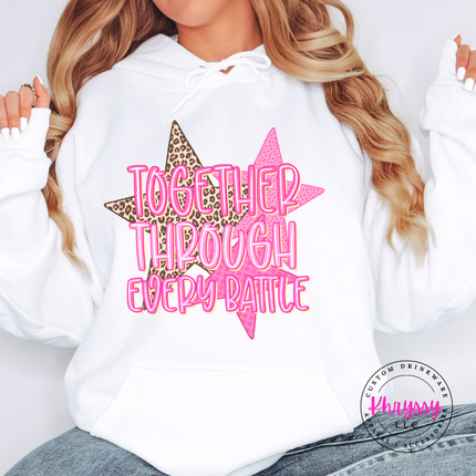 Together Through Every Battle Hoodie, Cancer Support Squad Leopard Star