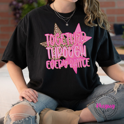Together Through Every Battle Tee, Cancer Support Squad Leopard Star Shirt
