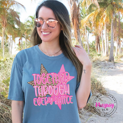 Together Through Every Battle Tee, Cancer Support Squad Leopard Star Shirt