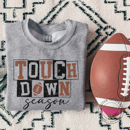 Sport Grey crewneck sweatshirt with the Touchdown Season football graphic