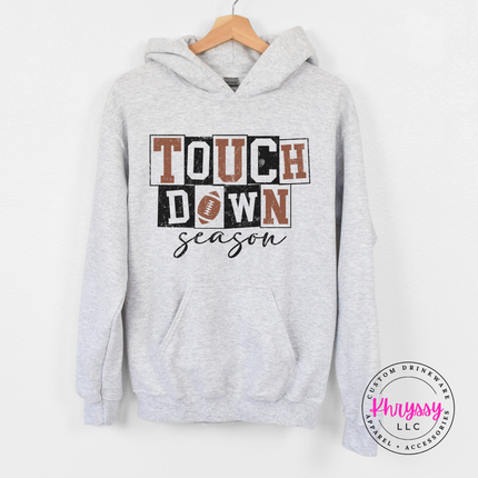 Ash hoodie with the Touchdown Season football graphic