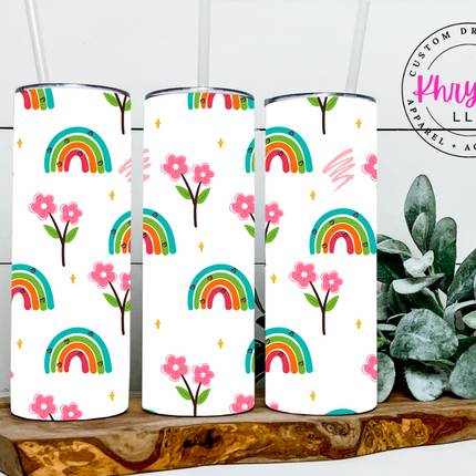 Pastel Dreams Personalized Rainbow 20oz Tumbler with Straw