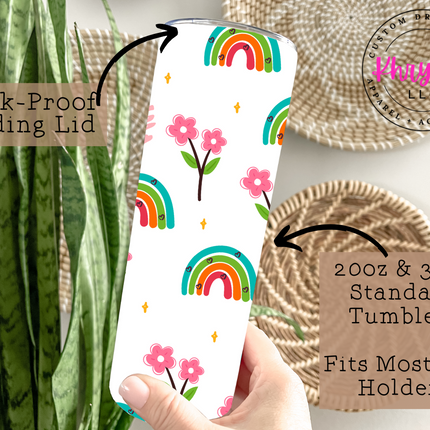 Pastel Dreams Personalized Rainbow 20oz Tumbler with Straw