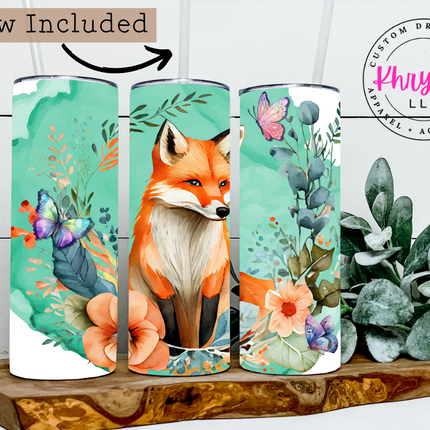 Whimsical Fox 20oz Tumbler with Straw