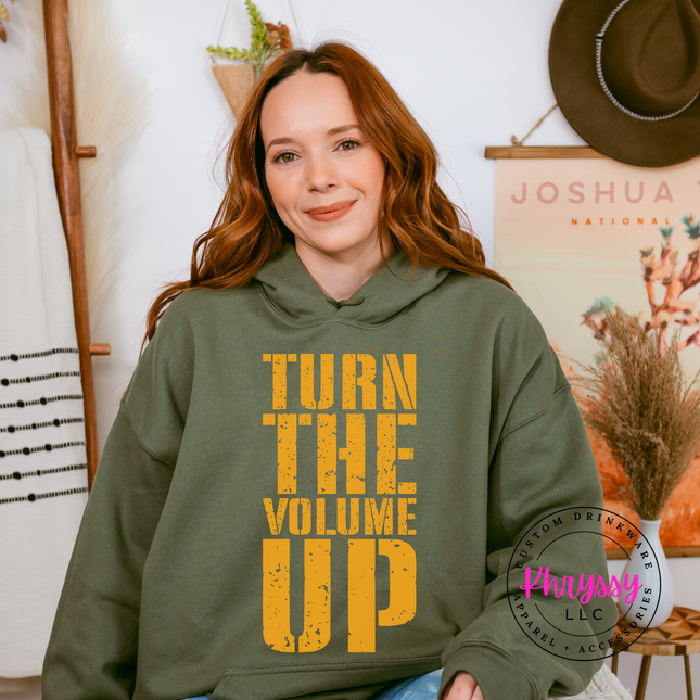 Turn the Volume Up Bold Music Hoodie | Statement Gift for Her