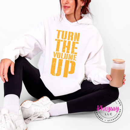 Turn the Volume Up Bold Music Hoodie | Statement Gift for Her