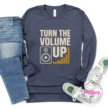 Turn the Volume Up Music Graphic Long Sleeve Bold Statement Tee