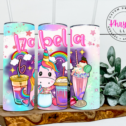 Enchanted Unicorn Dreams Personalized 20oz Tumbler with Straw