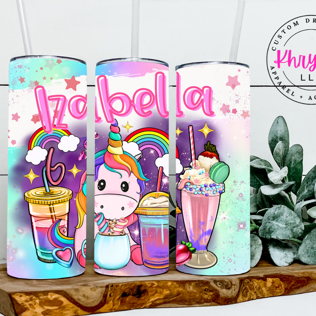 Enchanted Unicorn Dreams Personalized 20oz Tumbler with Straw
