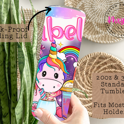 Enchanted Unicorn Dreams Personalized 20oz Tumbler with Straw