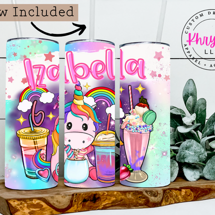 Enchanted Unicorn Dreams Personalized 20oz Tumbler with Straw