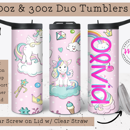 Rainbow Cloudscape Unicorn 20oz Tumbler with Straw