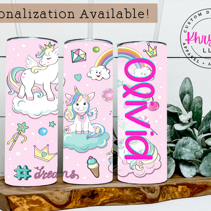Rainbow Cloudscape Unicorn 20oz Tumbler with Straw
