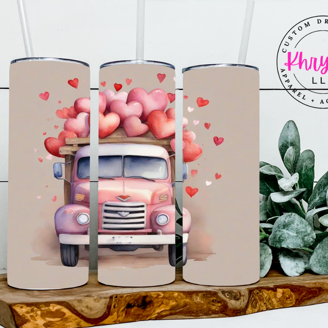 Valentine's Day Love Truck 20oz Tumbler with Straw
