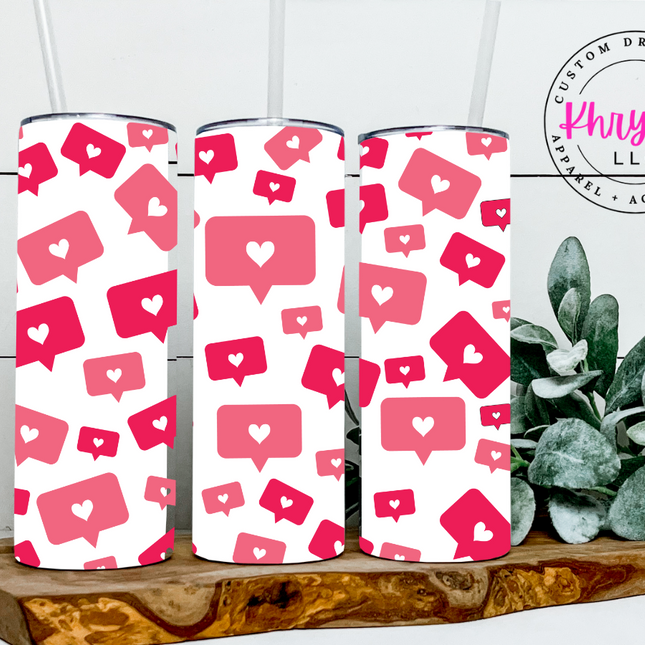 Love Struck 20oz Hearts and Likes Valentine's Day Tumbler with Straw