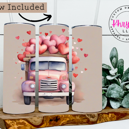 Valentine's Day Love Truck 20oz Tumbler with Straw