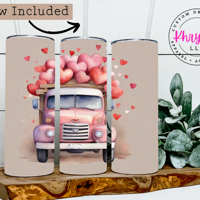 Valentine's Day Love Truck 20oz Tumbler with Straw