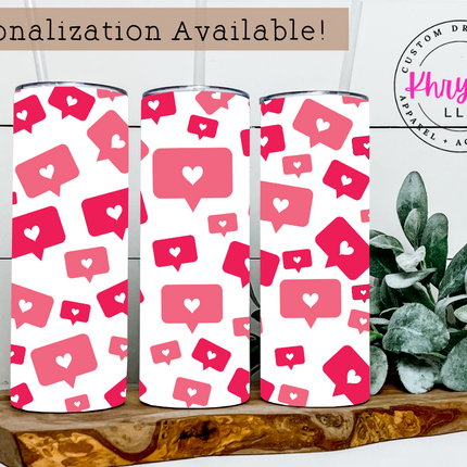 Love Struck 20oz Hearts and Likes Valentine's Day Tumbler with Straw