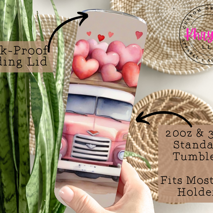 Valentine's Day Love Truck 20oz Tumbler with Straw