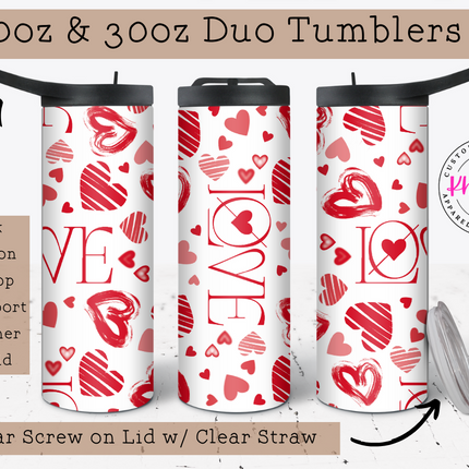 Valentine's Day Love's Artistry 20oz/30oz Tumbler with Straw