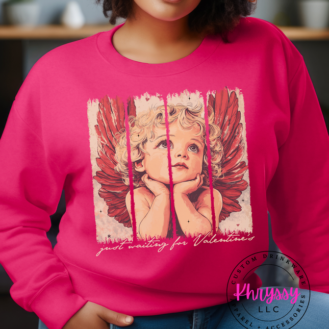 Vintage Valentine Angel | Just Waiting for Valentine | Romantic Graphic Apparel