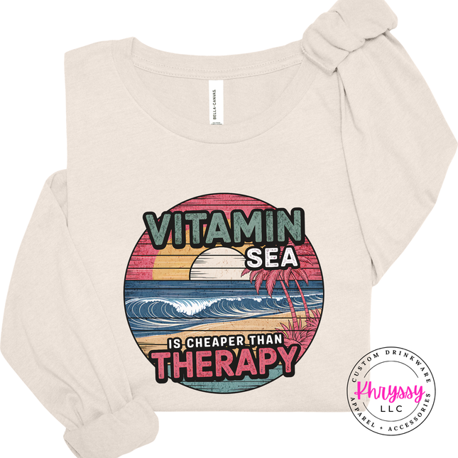 Natural beach lover shirt featuring a faded ocean sunset print.