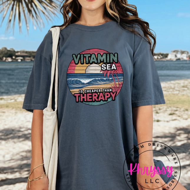 Vitamin Sea Graphic T-Shirt – Summer Beach Vacation & Ocean Lover Oversized Tee