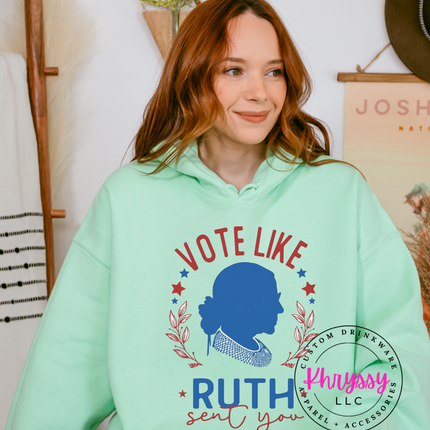 Vote Like Ruth Sent You — Patriotic Silhouette Message