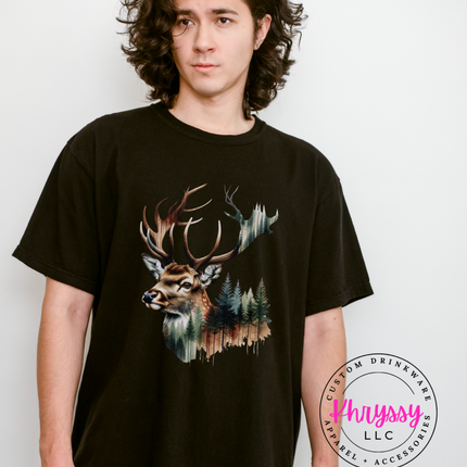 Into the Wild — Watercolor Deer Forest Statement