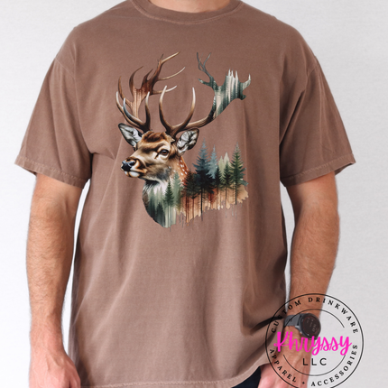Into the Wild — Watercolor Deer Forest Statement