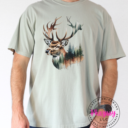 Into the Wild — Watercolor Deer Forest Statement
