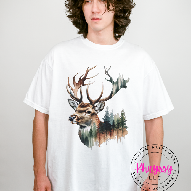 Into the Wild — Watercolor Deer Forest Statement