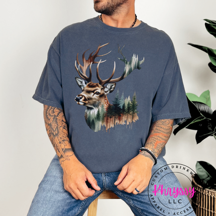 Into the Wild — Watercolor Deer Forest Statement