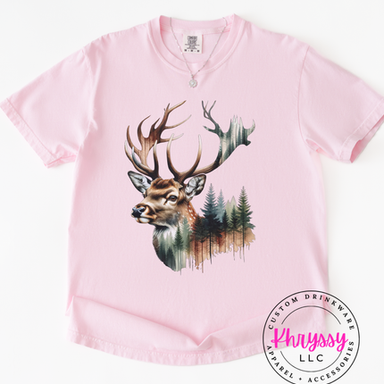Into the Wild — Watercolor Deer Forest Statement