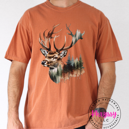 Into the Wild — Watercolor Deer Forest Statement