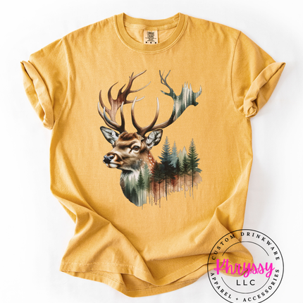 Into the Wild — Watercolor Deer Forest Statement