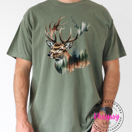 Into the Wild — Watercolor Deer Forest Statement