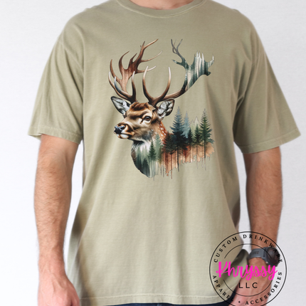 Into the Wild — Watercolor Deer Forest Statement