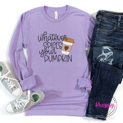 Dark lavender colored top with a hand-lettered pumpkin script.