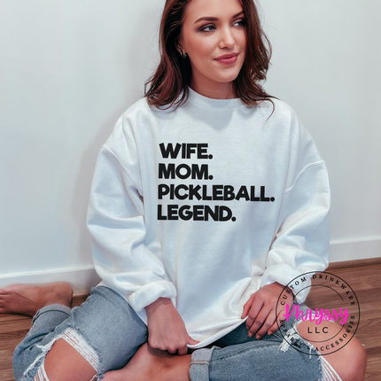 Wife Mom Pickleball Legend Bold Women's Statement Pickleball Mom Gift Funny Pickleball Style