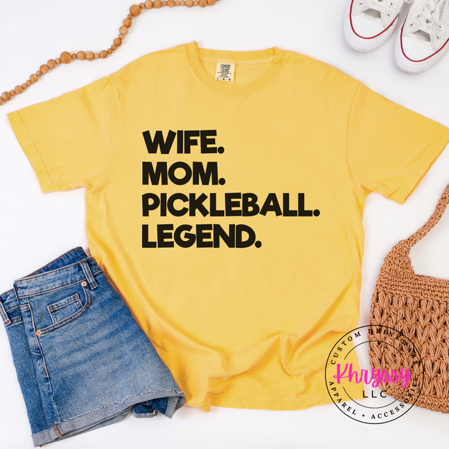 Wife Mom Pickleball Legend Bold Women's Statement Pickleball Mom Gift Funny Pickleball Style