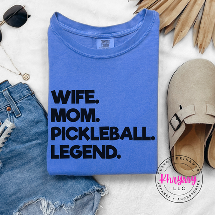 Wife Mom Pickleball Legend Bold Women's Statement Pickleball Mom Gift Funny Pickleball Style
