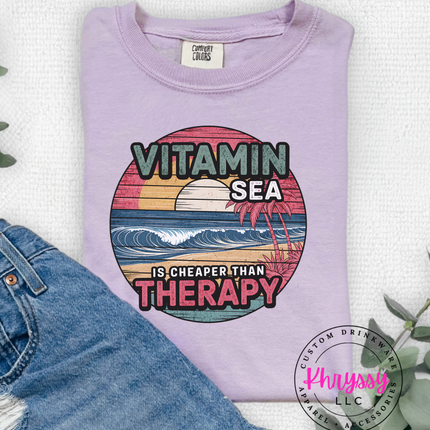 Vitamin Sea Graphic T-Shirt – Summer Beach Vacation & Ocean Lover Oversized Tee