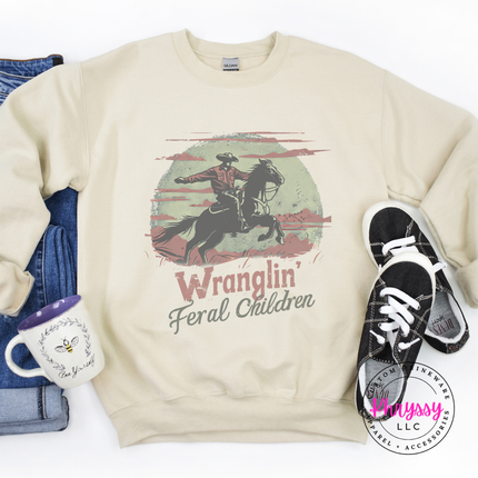 Wranglin Feral Children Western Mom Crewneck Sweatshirt