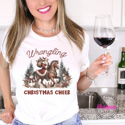 Wrangling Christmas Cheer Shirt, Western Santa Tee